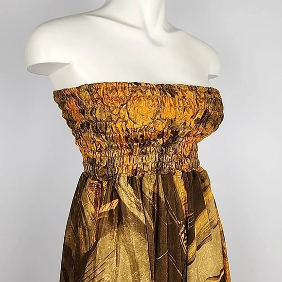 Lombok Romper Semi Sheer Onesie Boho  Stretch Orange Brown Size Small/Medium - Picture 3 of 13